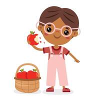 Illustration Of Kid With Apple vector