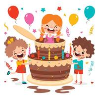 Illustration Of Kids With Cake vector