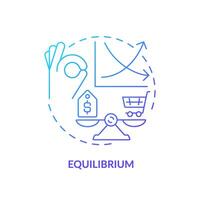 Equilibrium blue gradient concept icon. Demand and supply balance. Price tag on scale. Round shape line illustration. Abstract idea. Graphic design. Easy to use in brochure marketing vector