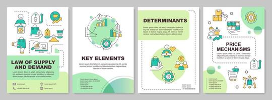 suministro y demanda leyes verde circulo folleto modelo. folleto diseño con lineal iconos editable 4 4 vector diseños para presentación, anual informes