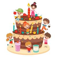 Illustration Of Kids With Cake vector