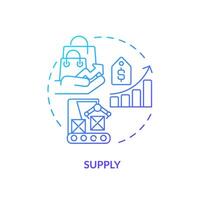 Supply blue gradient concept icon. Total amount of good, service available to consumers. Higher prices. Round shape line illustration. Abstract idea. Graphic design. Easy to use in brochure marketing vector