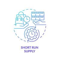 Short run supply blue gradient concept icon. Goods and services over brief period. Round shape line illustration. Abstract idea. Graphic design. Easy to use in brochure marketing vector