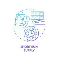 Short run supply blue gradient concept icon. Goods and services over brief period. Round shape line illustration. Abstract idea. Graphic design. Easy to use in brochure marketing vector