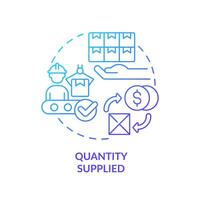 Quantity supplies blue gradient concept icon. Specific amount of products for selling at given price. Round shape line illustration. Abstract idea. Graphic design. Easy to use in brochure marketing vector