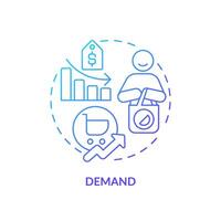 Demand blue gradient concept icon. Purchasing goods and services and paying. Demand graph and curve. Round shape line illustration. Abstract idea. Graphic design. Easy to use in brochure marketing vector