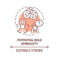 Potential role ambiguity red concept icon. Insufficient information to complete tasks. Round shape line illustration. Abstract idea. Graphic design. Easy to use in promotional material vector