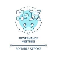 Governance meetings soft blue concept icon. Team building. Updating internal structure and roles. Round shape line illustration. Abstract idea. Graphic design. Easy to use in promotional material vector