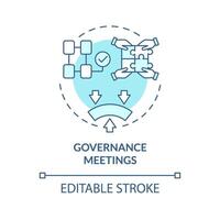 Governance meetings soft blue concept icon. Team building. Updating internal structure and roles. Round shape line illustration. Abstract idea. Graphic design. Easy to use in promotional material vector