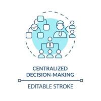 Centralized decision-making soft blue concept icon. Senior leaders make decisions. Tasks distribution. Round shape line illustration. Abstract idea. Graphic design. Easy to use in promotional material vector