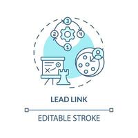 Lead link soft blue concept icon. Assigning roles within circle and setting priorities, strategies. Round shape line illustration. Abstract idea. Graphic design. Easy to use in promotional material vector