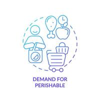 Demand for perishable blue gradient concept icon. Limited shelf life consumption and use for products. Round shape line illustration. Abstract idea. Graphic design. Easy to use in brochure marketing vector