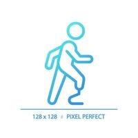 Prosthetic leg gradient linear vector icon. Injury recovery treatment. Biotechnology prosthesis. Medical condition. Thin line color symbol. Modern style pictogram. Vector isolated outline drawing