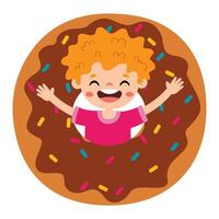 ilustración de niño con rosquilla vector