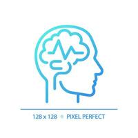 Epilepsy brain gradient linear vector icon. Seizure medical condition. Cognitive developmen. Geriatric neurology. Thin line color symbol. Modern style pictogram. Vector isolated outline drawing