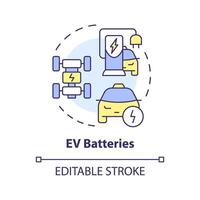 ev baterías multi color concepto icono. eléctrico vehículo, cargando infraestructura. inteligente batería gestión. redondo forma línea ilustración. resumen idea. gráfico diseño. fácil a utilizar en folleto vector