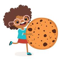 ilustración de niño con Galleta vector