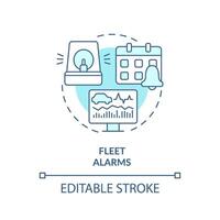 Fleet alarms soft blue concept icon. Safety awareness, customer service. Car monitoring. Round shape line illustration. Abstract idea. Graphic design. Easy to use in infographic, presentation vector