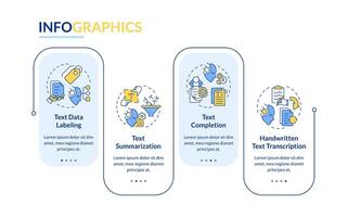 Artificial text summarization rectangle infographic template. Data visualization with 4 steps. Editable timeline info chart. Workflow layout with line icons vector