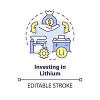 Investing in lithium multi color concept icon. Circular economy. Clean energy, decarbonization. Round shape line illustration. Abstract idea. Graphic design. Easy to use in brochure, booklet vector