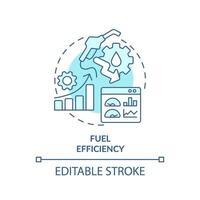 combustible eficiencia suave azul concepto icono. flota gestión, costo ahorro. negocio rentabilidad. redondo forma línea ilustración. resumen idea. gráfico diseño. fácil a utilizar en infografía, presentación vector