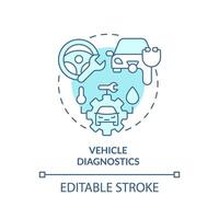 vehículo diagnósticos suave azul concepto icono. coche flota gestión. inventario control. redondo forma línea ilustración. resumen idea. gráfico diseño. fácil a utilizar en infografía, presentación vector