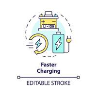 Faster charging multi color concept icon. Charging evolution. Lithium batteries revolution. Round shape line illustration. Abstract idea. Graphic design. Easy to use in brochure, booklet vector