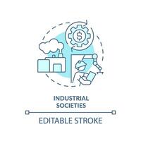 Industrial societies soft blue concept icon. Use of technology and machinery. Economic development. Round shape line illustration. Abstract idea. Graphic design. Easy to use in article vector