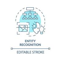 Entity recognition soft blue concept icon. Image recognition, information hierarchy. Round shape line illustration. Abstract idea. Graphic design. Easy to use in infographic, presentation vector