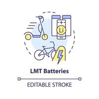 LMT batteries multi color concept icon. Portable consumer electronics. Advanced energy storage systems. Round shape line illustration. Abstract idea. Graphic design. Easy to use in brochure, booklet vector