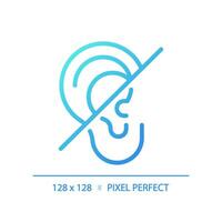 Hearing loss gradient linear vector icon. Intellectual disability, hearing aids. Deafness recovery. Lifelong ear trauma. Thin line color symbol. Modern style pictogram. Vector isolated outline drawing