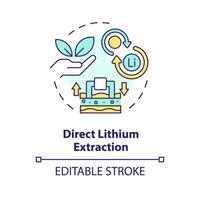 Direct lithium extraction multi color concept icon. Batteries production industry. Refining process. Round shape line illustration. Abstract idea. Graphic design. Easy to use in brochure, booklet vector