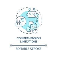 Comprehension limitations soft blue concept icon. Human language interpretation. Round shape line illustration. Abstract idea. Graphic design. Easy to use in infographic, presentation vector