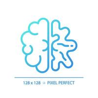 Alzheimer brain gradient linear vector icon. Neurological disorder, dementia care. Cognitive development, brain damage. Thin line color symbol. Modern style pictogram. Vector isolated outline drawing