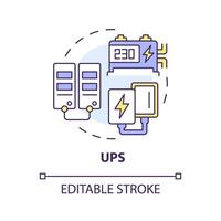 Uninterruptible power supply multi color concept icon. Lithium ion batteries. Energy storage system. Round shape line illustration. Abstract idea. Graphic design. Easy to use in brochure, booklet vector