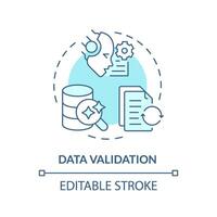 datos validación suave azul concepto icono. información Procesando, digital flujo de trabajo. redondo forma línea ilustración. resumen idea. gráfico diseño. fácil a utilizar en infografía, presentación vector