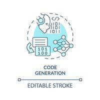 Code generation soft blue concept icon. Software development assistance. Artificial intelligence. Round shape line illustration. Abstract idea. Graphic design. Easy to use in infographic vector