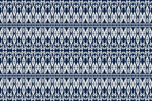 Seamless fabric pattern, abstract geometric triangle wave zigzag ikat tribal. Indigo white for print textiles, carpets, fabrics. vector
