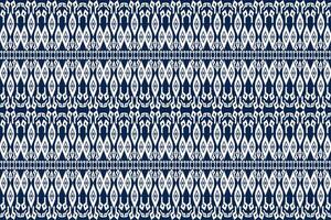 sin costura tela patrón, resumen geométrico triángulo ola zigzag ikat tribal. índigo blanco para impresión textiles, alfombras, telas vector