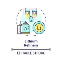 Lithium refinery multi color concept icon. Cell assembling. Resource administration. Battery production industry. Round shape line illustration. Abstract idea. Graphic design. Easy to use in brochure vector