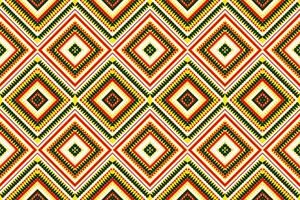 Aztec tribal geometric vector background in black red yellow white Seamless stripe pattern. Traditional ornament ethnic style. Design for textile, fabric, clothing, curtain, rug, ornament, wrapping.