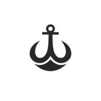 AI generated Software engineering monochrome glyph logo. Security business value. Anchor icon represents stability. Design element. Ai art for corporate branding, website vector