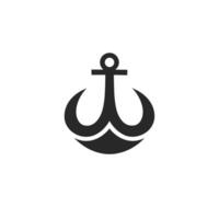 AI generated Software engineering monochrome glyph logo. Security business value. Anchor icon represents stability. Design element. Ai art for corporate branding, website vector