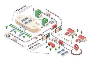 Cloud data center concept 3d isometric web infographic workflow process. Infrastructure map with database system, computing and storage technology. Vector illustration in isometry graphic design