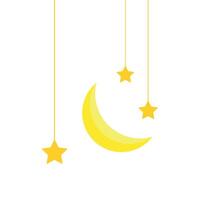 Moon and Star Hanging Vector Illustration for Islamic Header Element Decoration