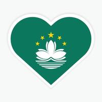 Macau national flag vector icon design. Macau flag in Heart design shape. Vector Macau flag in Heart.