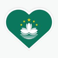 Macau national flag vector icon design. Macau flag in Heart design shape. Vector Macau flag in Heart.