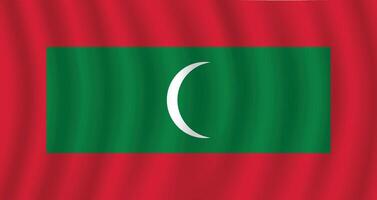 Flat Illustration of the Maldives flag. Maldives national flag design. Maldives wave flag. vector