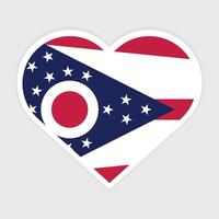 Flat Illustration of Ohio state flag in Heart shape. Vector Ohio flag in Heart.