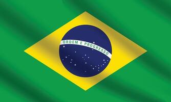 Flat Illustration of Brazil flag. Brazil national flag design. Brazil wave flag. vector